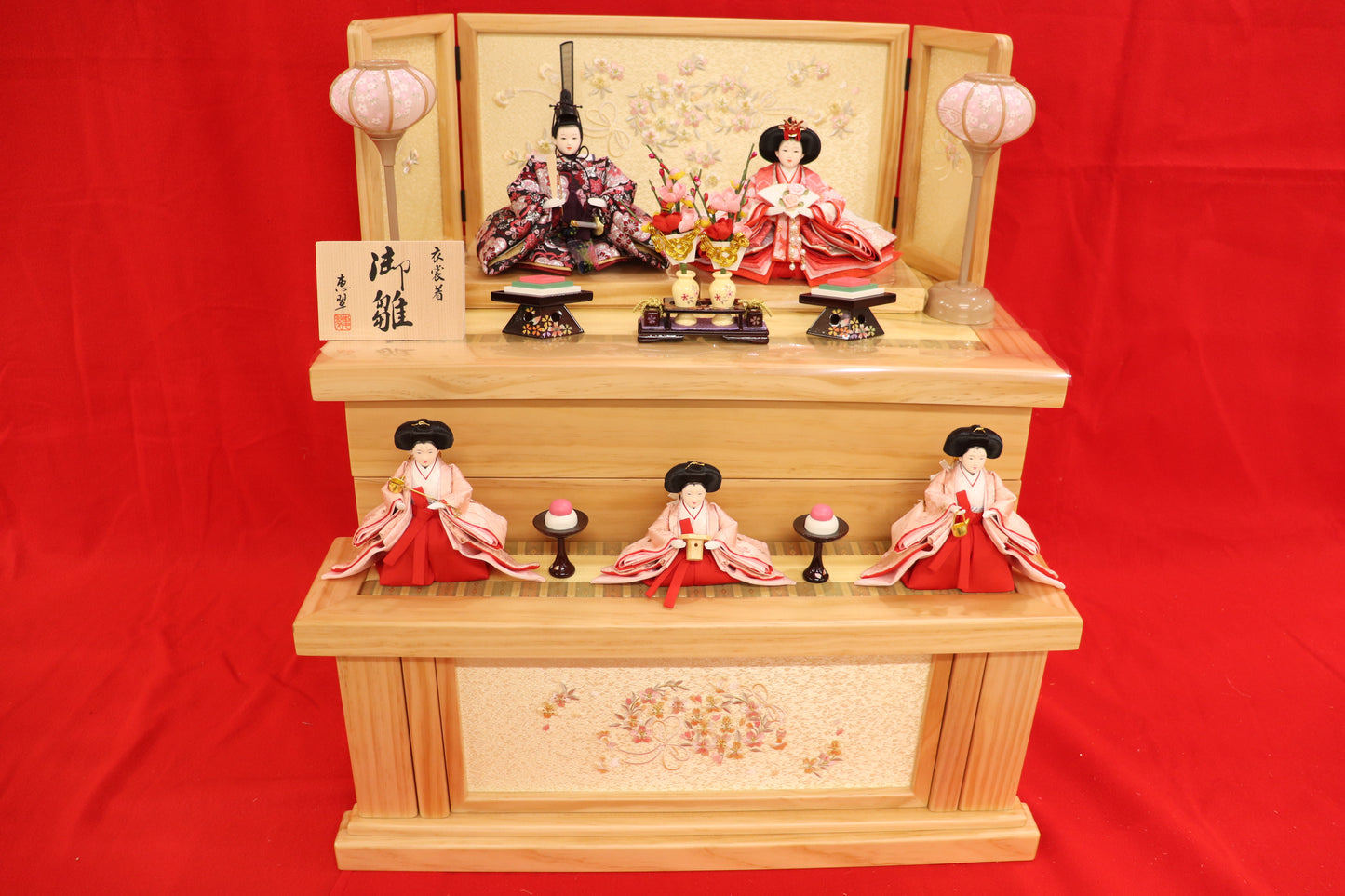 収納五人飾り雛人形セット(60cmx63cmx66cm)