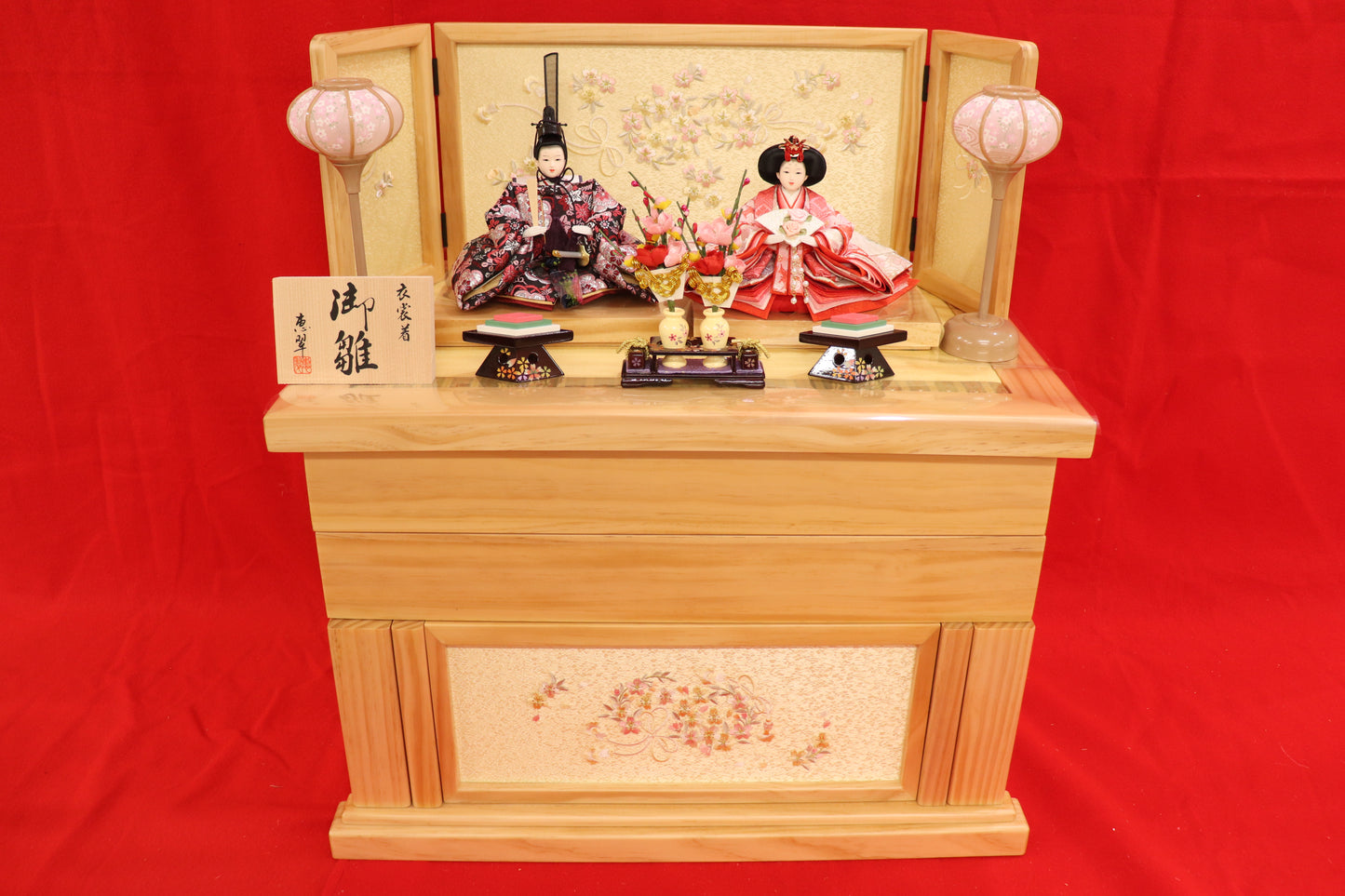 収納五人飾り雛人形セット(60cmx63cmx66cm)