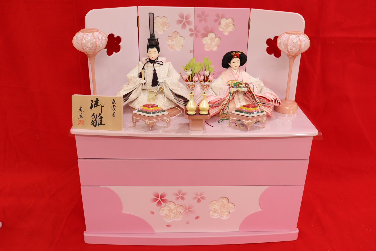 収納五人飾り雛人形セット(60cmx56cmx60cm)