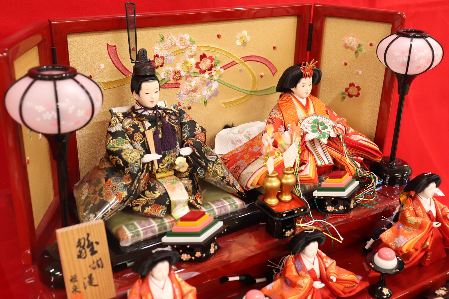 収納五人飾り雛人形セット(55cmx44cmx52cm)