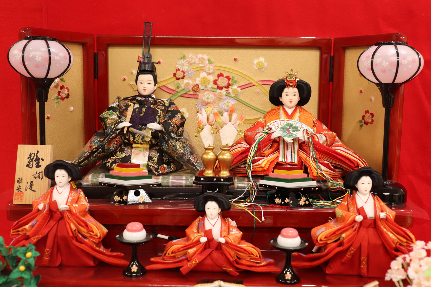 収納五人飾り雛人形セット(55cmx44cmx52cm)