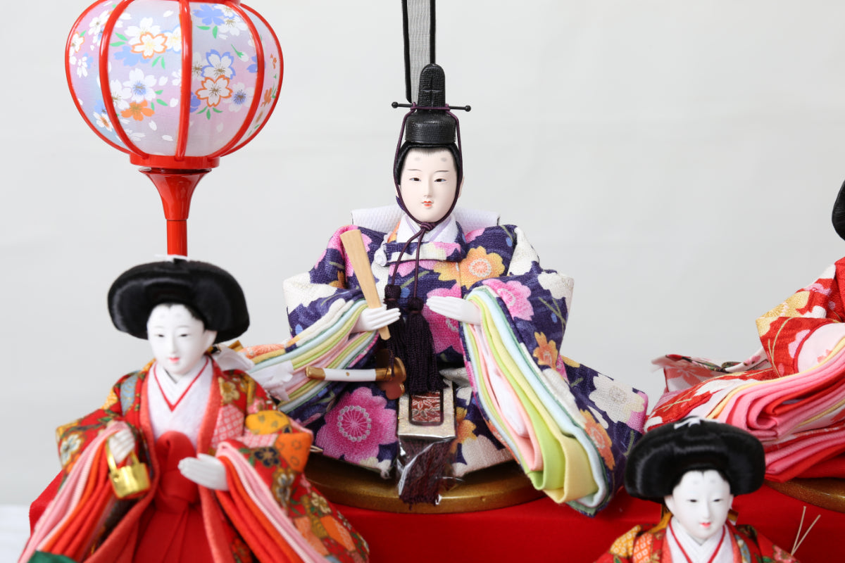 五人飾り雛人形ガラスケース (53cmx33cmx38cm)
