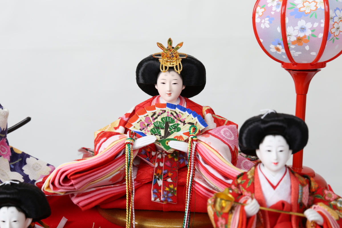 五人飾り雛人形ガラスケース (53cmx33cmx38cm)