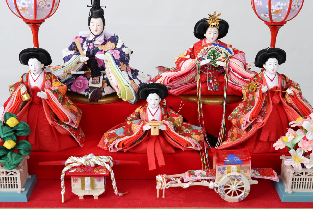 五人飾り雛人形ガラスケース (53cmx33cmx38cm)