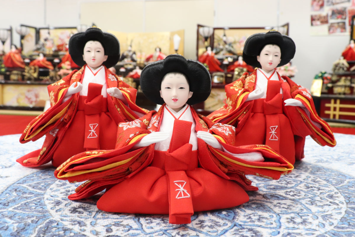 収納五人飾り雛人形セット(50cmx46cmx53cm)