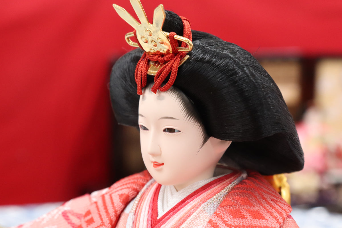収納五人飾り雛人形セット(60cmx58cmx68cm)