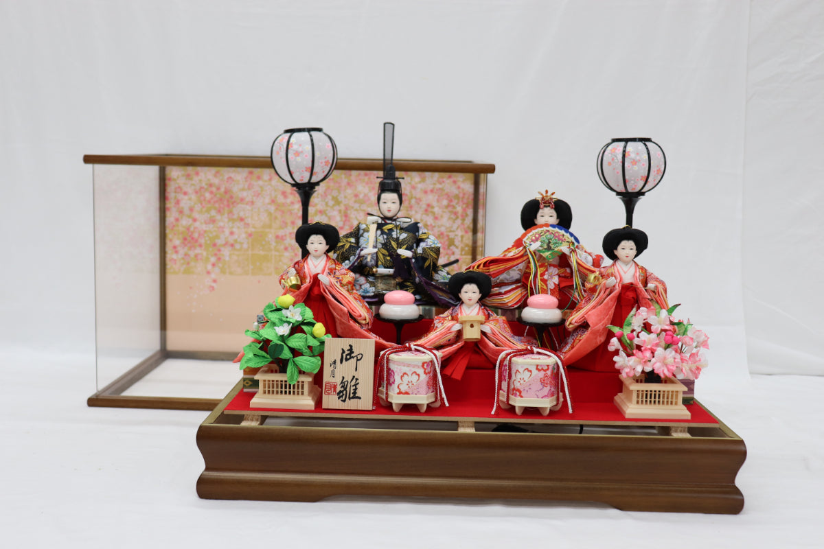 五人飾り雛人形アクリルケース (53cmx33cmx40cm)