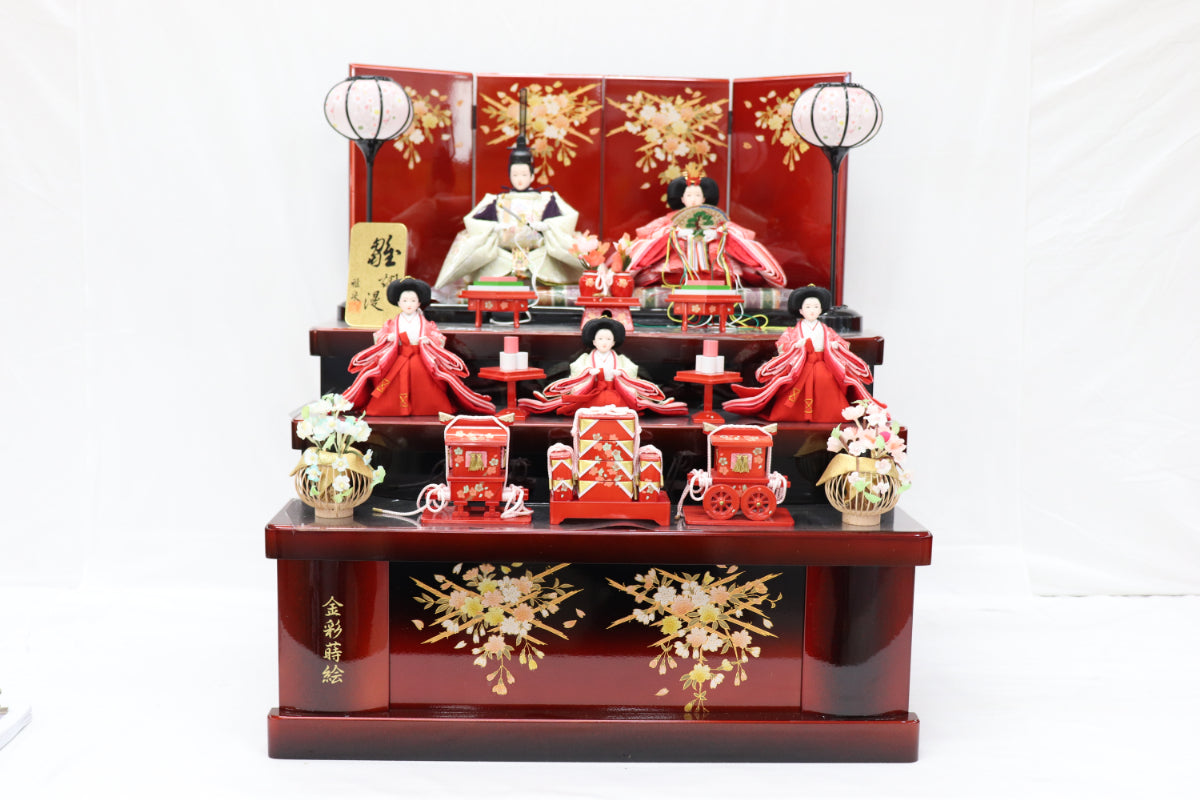 収納五人飾り雛人形セット(60cmx58cmx68cm)