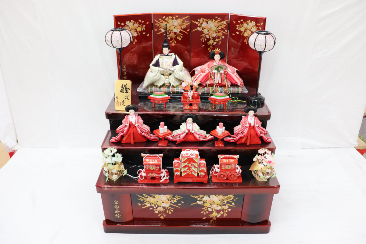 収納五人飾り雛人形セット(60cmx58cmx68cm)