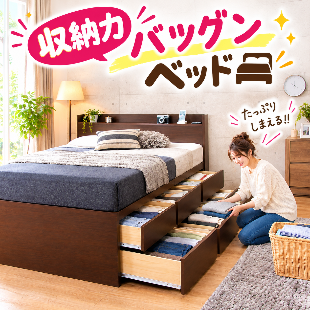 収納力バツグンベッド