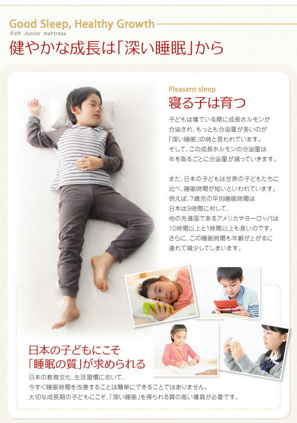 子供の睡眠環境を考えた 日本製 安眠マットレス抗菌・薄型・軽量国産ポケットコイル EVA エヴァ