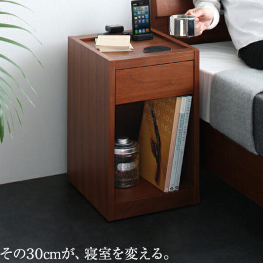 コンセント・収納付きコンパクトサイズナイトテーブル Giocatore ジョカトーレ