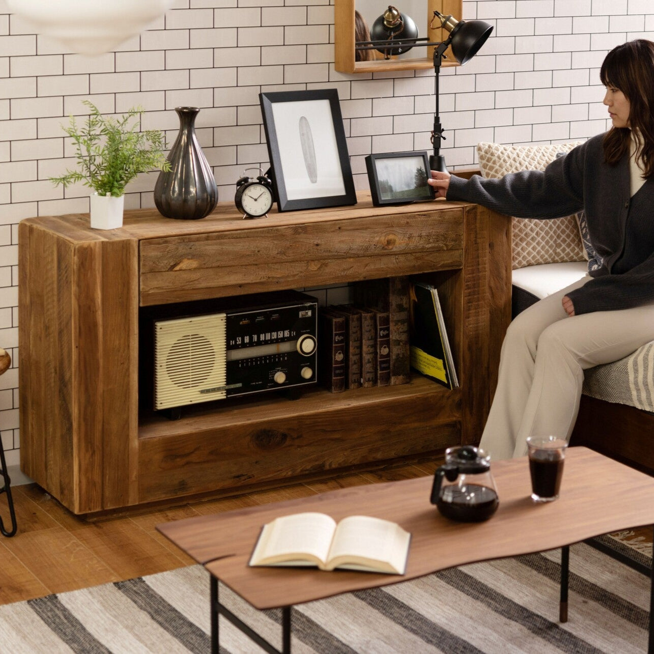 コンソール キャビネット 木製 収納棚 リビング収納 古材 ヴィンテージ コンソールテーブル サイドボード