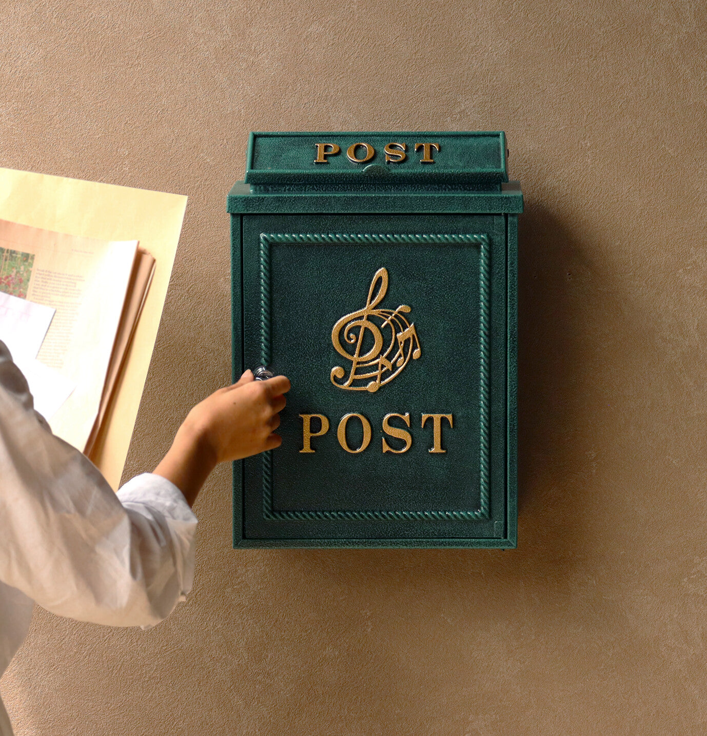 鋳物壁掛けポスト　Musical note-ミュージカルノート-　