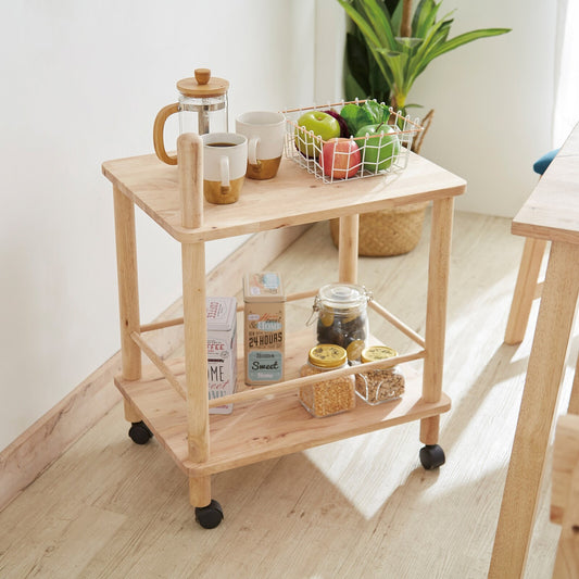 取っ手が可愛いキャスター付き木製ワゴン<NATURAL SIGNATURE オープンワゴン>