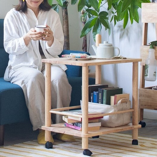 取っ手が可愛いキャスター付き木製ワゴン＜NATURAL SIGNATURE　オープンワゴン＞
