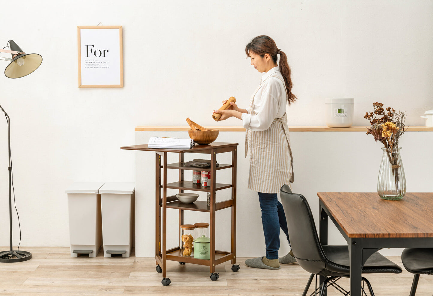 片バタキッチンワゴン 3段 4段