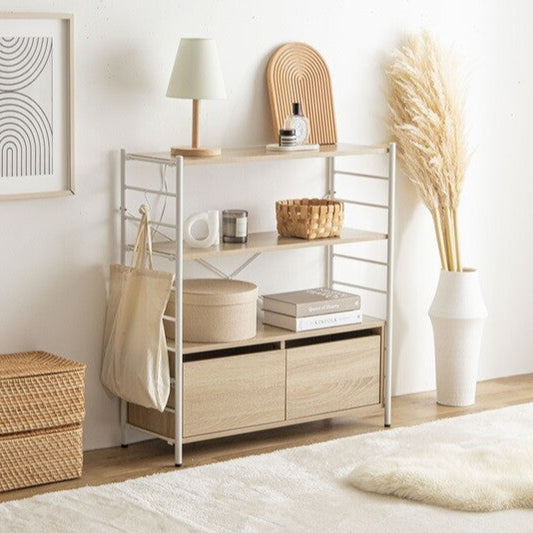 【幅80cm】Laulu 引き出し付きシェルフ