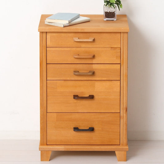 国産 天然木5段チェスト