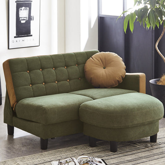 カウチソファ コンパクト 収納庫 ソファベッド 帆布生地 オットマン ソファ