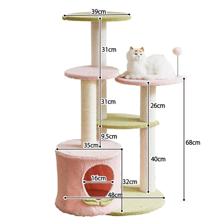 キャットタワー 猫 ねこ ペット おもちゃ　ピンク　モモ