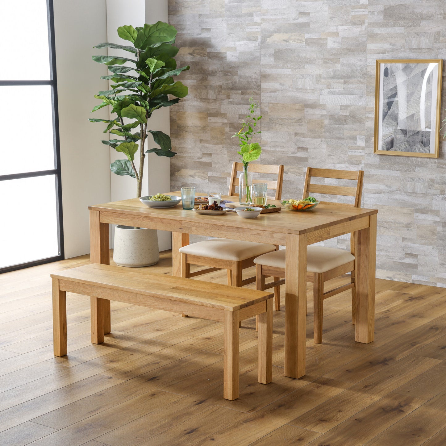 ③-②ダイニングベンチ オーズ ウォールナット/オーク無垢材