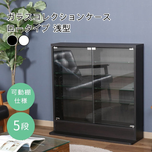 ガラスコレクションケース 浅型 ロータイプ 2色展開