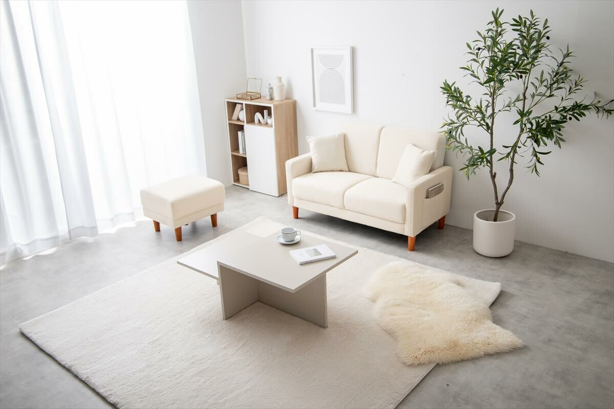 【2点セット】Emma コンパクト2人掛けソファ+オットマン