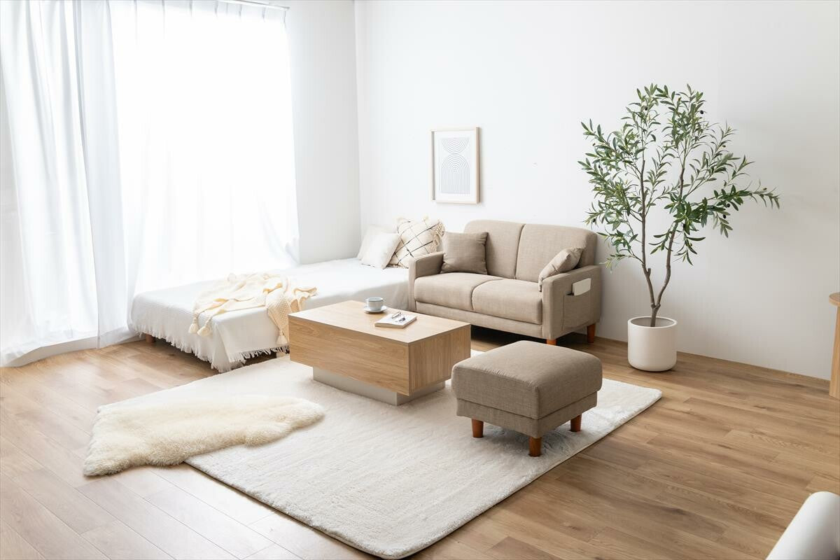 【2点セット】Emma コンパクト2人掛けソファ+オットマン