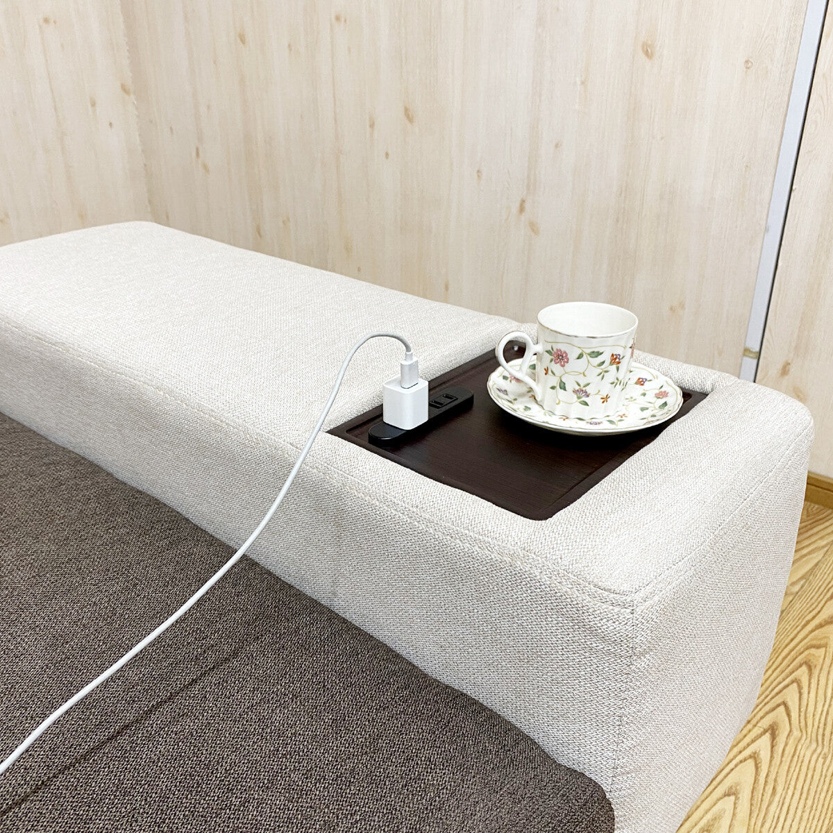 ソファー ソファーベッド 3人掛け テーブル コンセント付き クッション