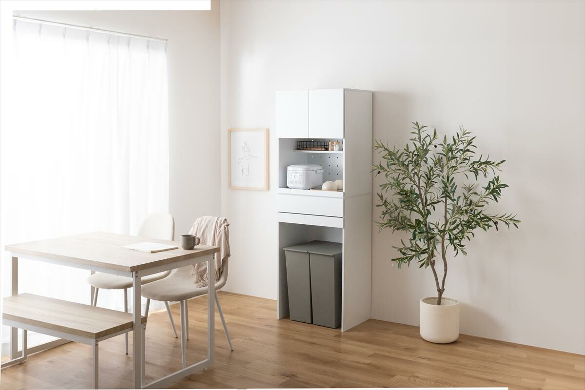 【幅58cm】Keuken ゴミ箱収納付きレンジ台