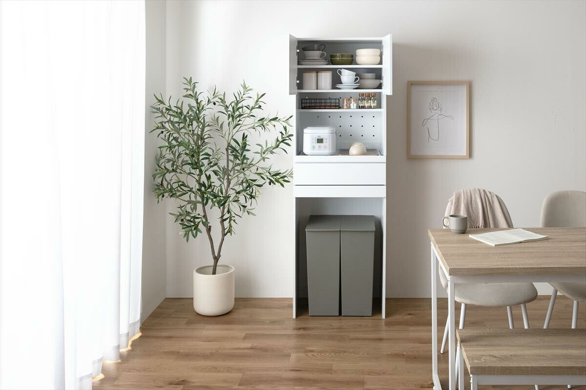 【幅58cm】Keuken ゴミ箱収納付きレンジ台