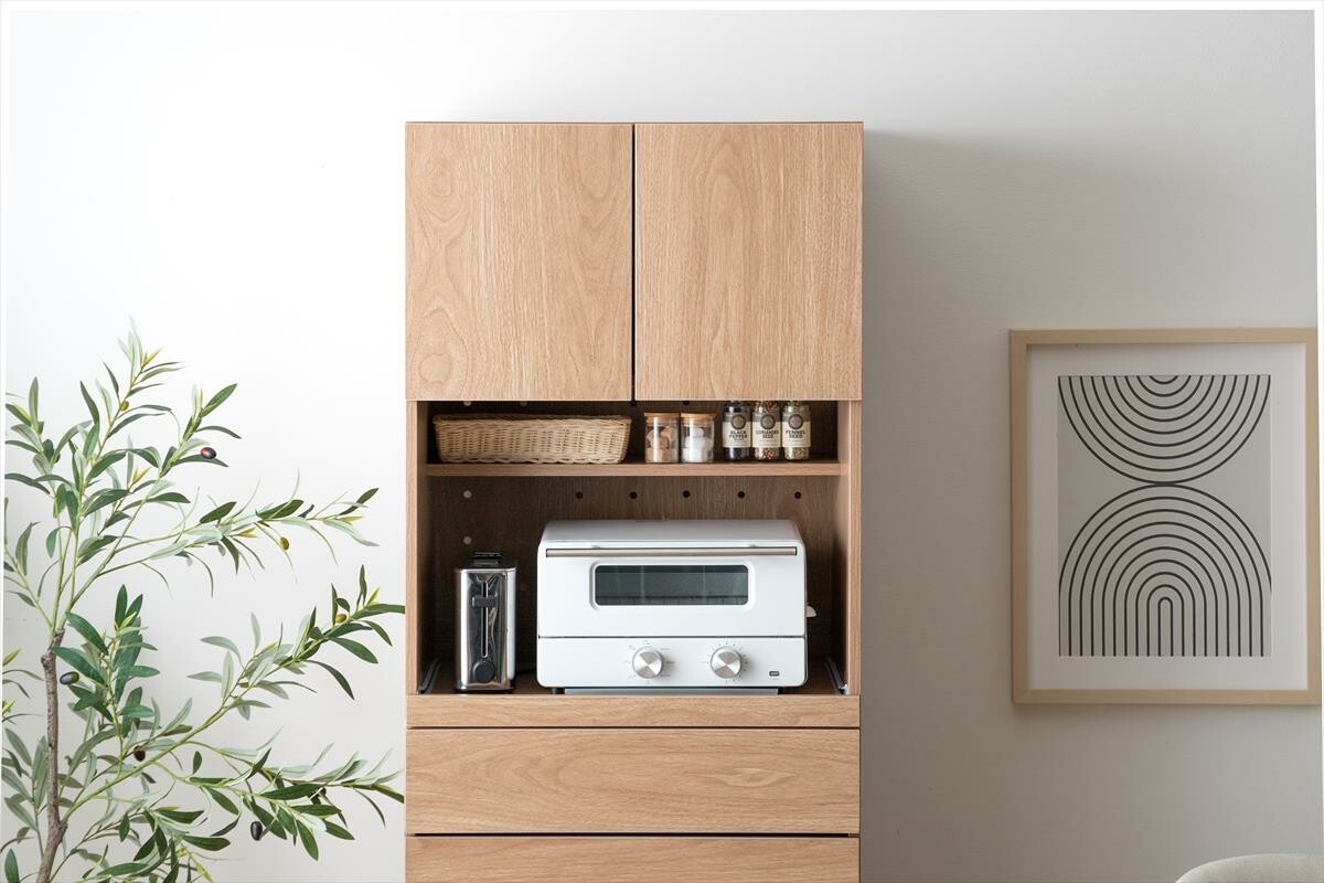 【幅58cm】Keuken ゴミ箱収納付きレンジ台