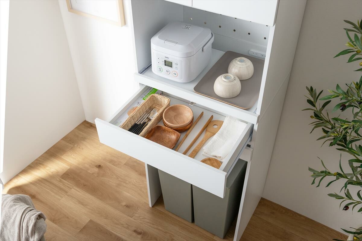 【幅58cm】Keuken ゴミ箱収納付きレンジ台