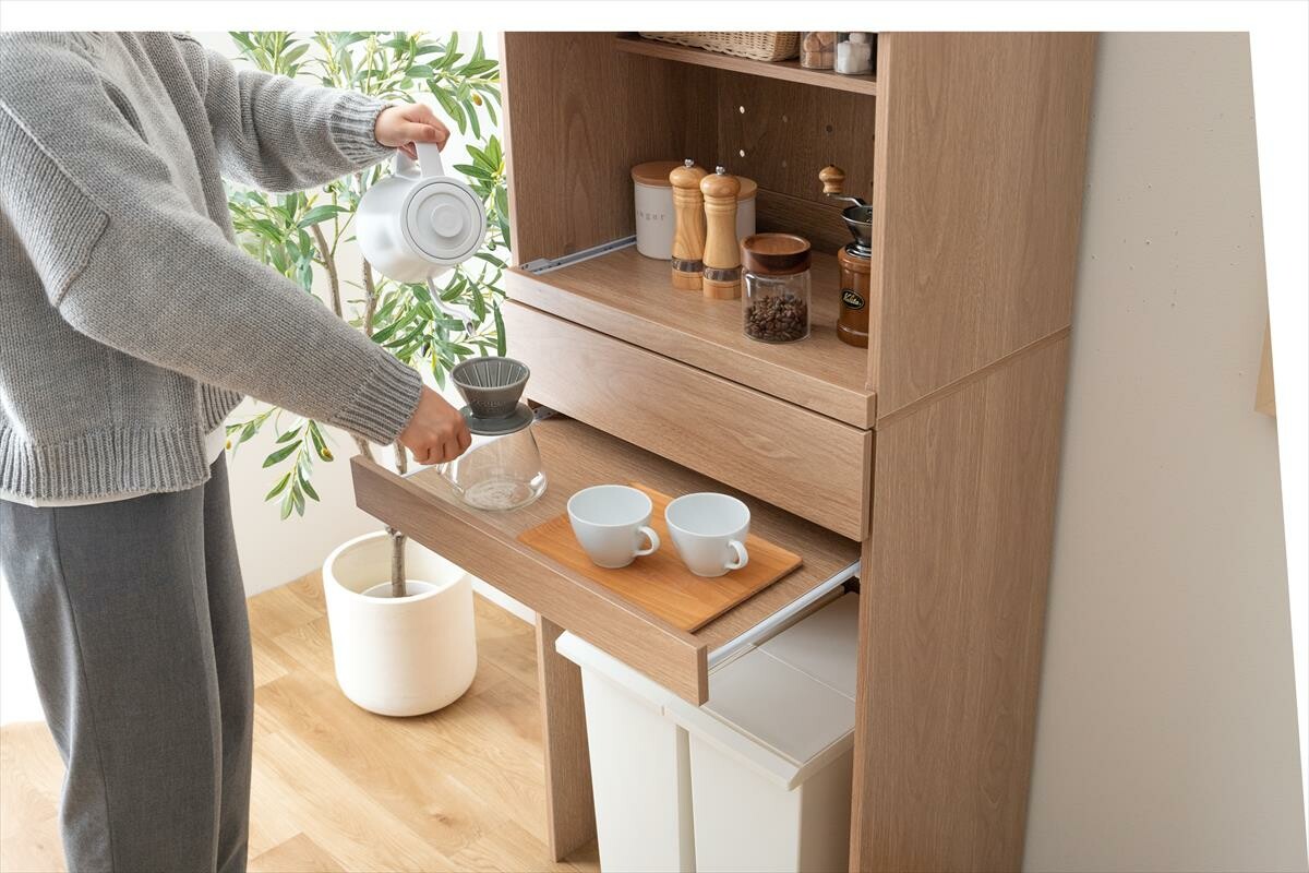 【幅58cm】Keuken ゴミ箱収納付きレンジ台