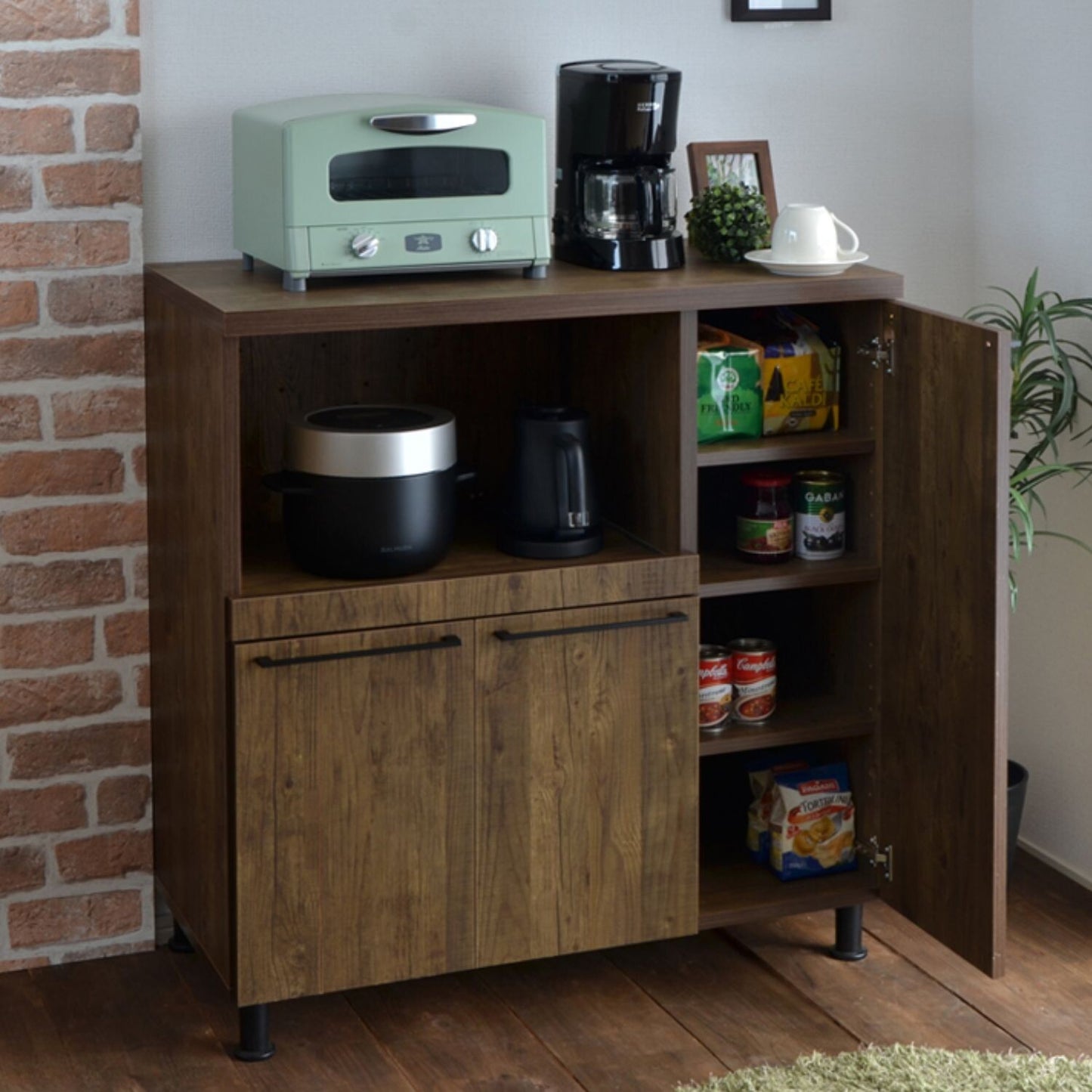 【日本製】 キッチンカウンター レンジ台 幅90cm ブルックリンスタイル