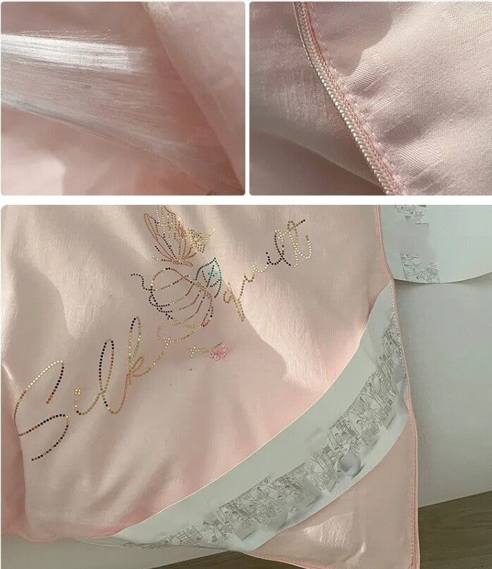 シルク掛け布団 天然繊維絹 収納袋付き 軽量 保温