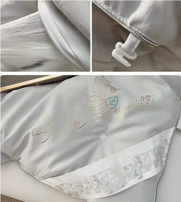 シルク掛け布団 天然繊維絹 収納袋付き 軽量 保温