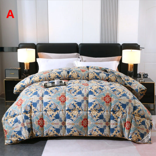 羽毛布団シングル掛け布団 羽毛ふとん 羽毛掛け布団 50マス立体キルト暖かいティール