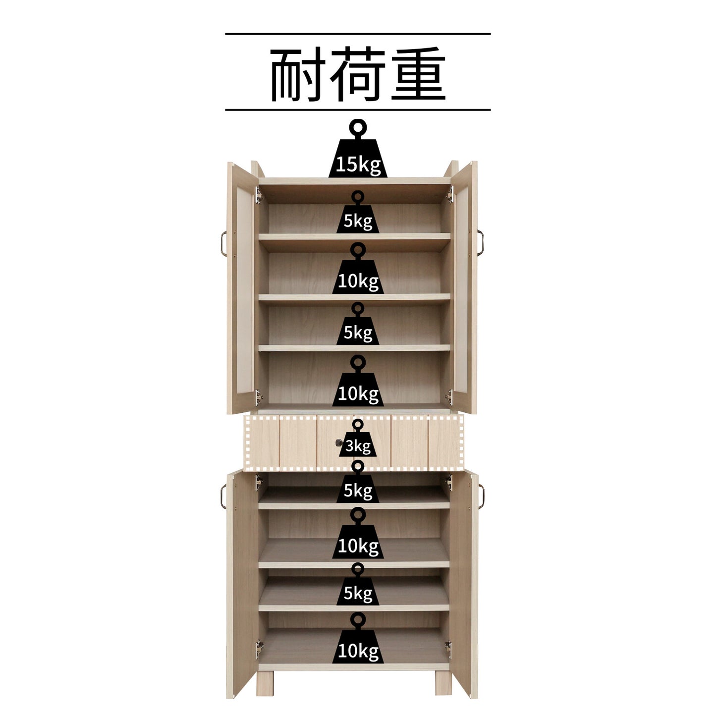 【日本製】 食器棚 幅60cm キッチンラック キャビネット 組立 CN-1660GT