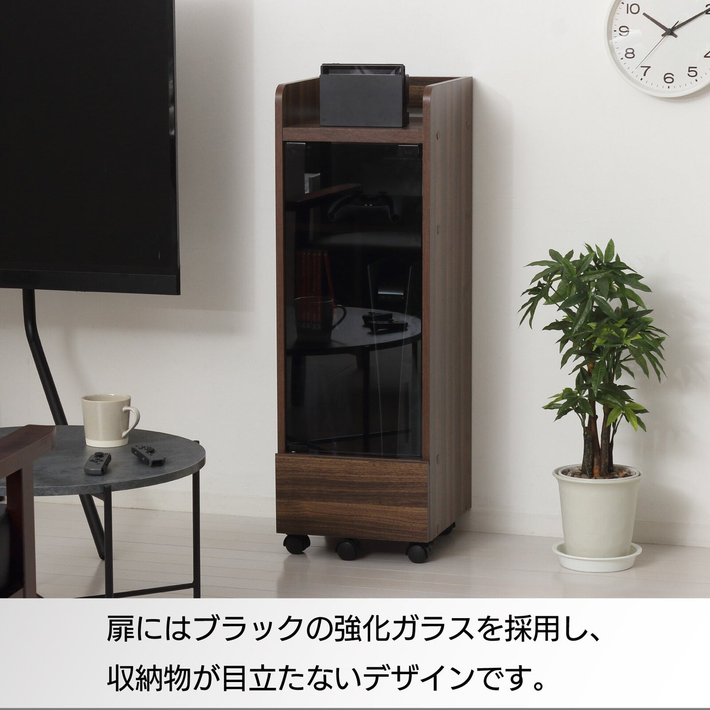 ゲーム機ラック 引き出しクローズアップ フルオープンレール コントローラー収納 キャスター