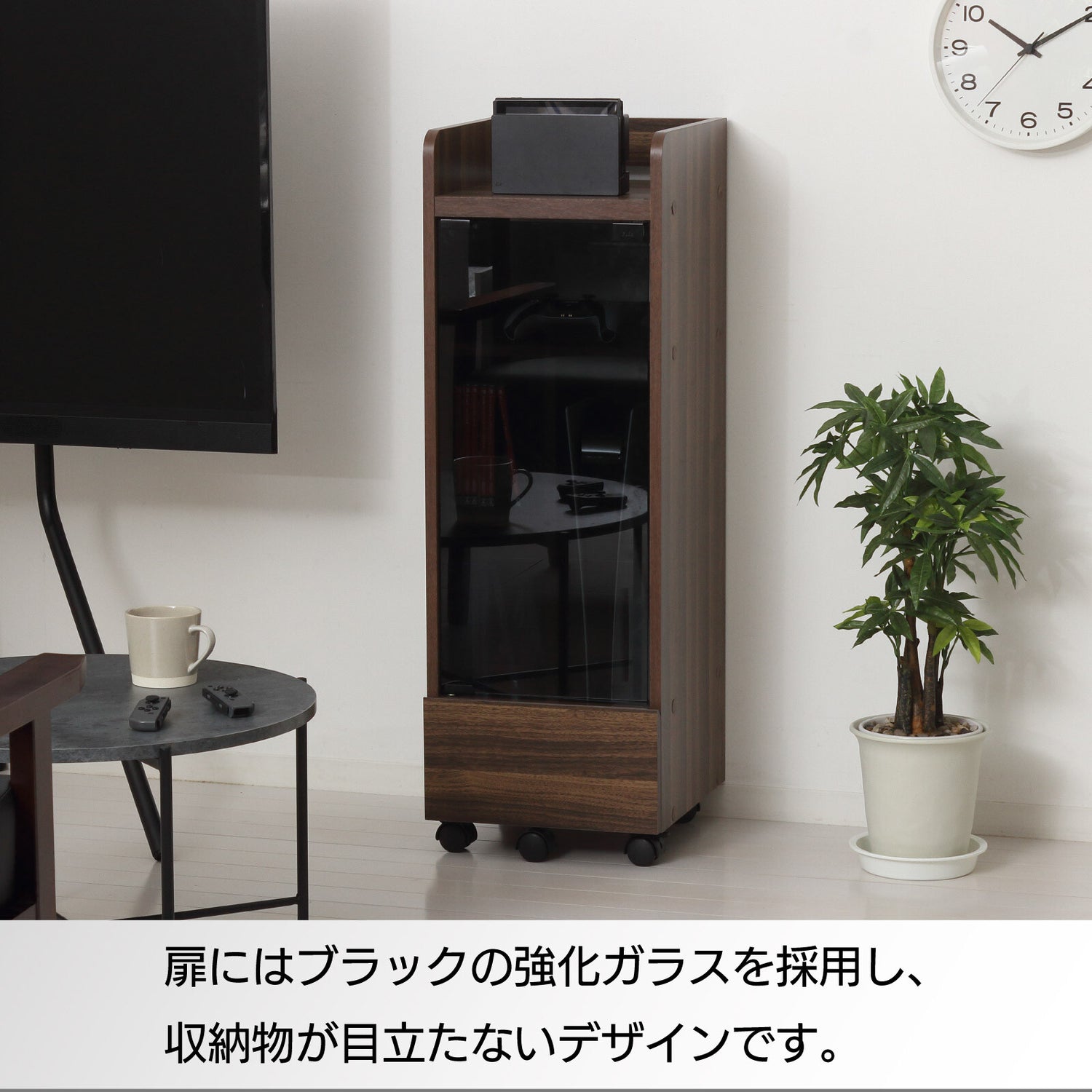 ゲーム機ラック 引き出しクローズアップ フルオープンレール コントローラー収納 キャスター
