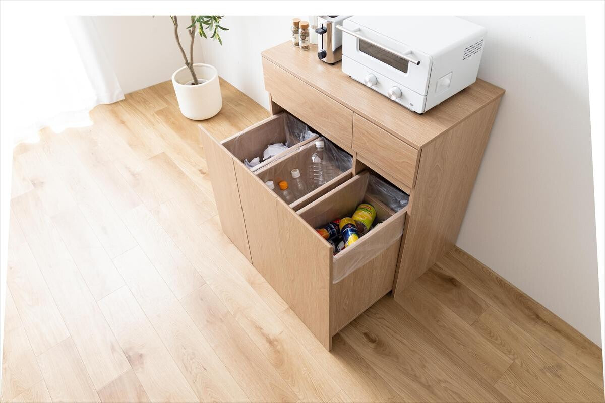 【幅80cm】Basurero ゴミ箱付きキッチンラック