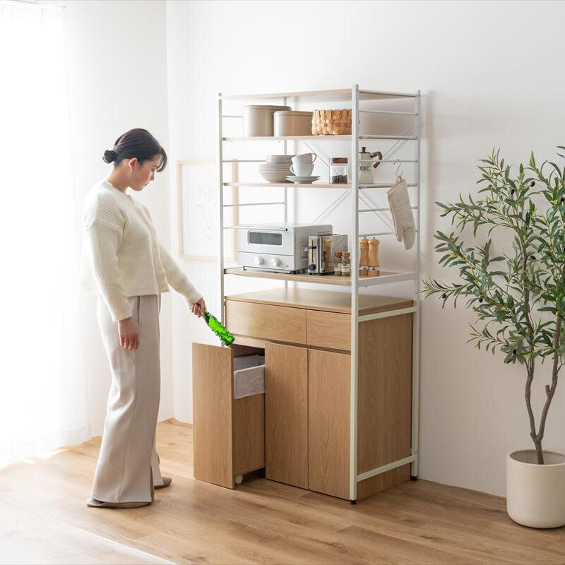 【幅80cm】Basurero ゴミ箱付きキッチンラック