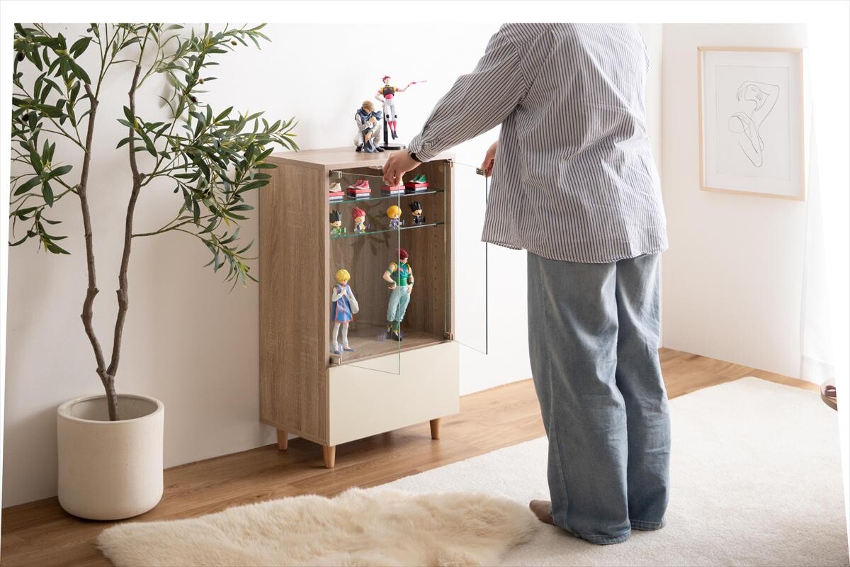 【幅50cm×奥行29.6cm】Mysa 引き出し付きコレクションケース