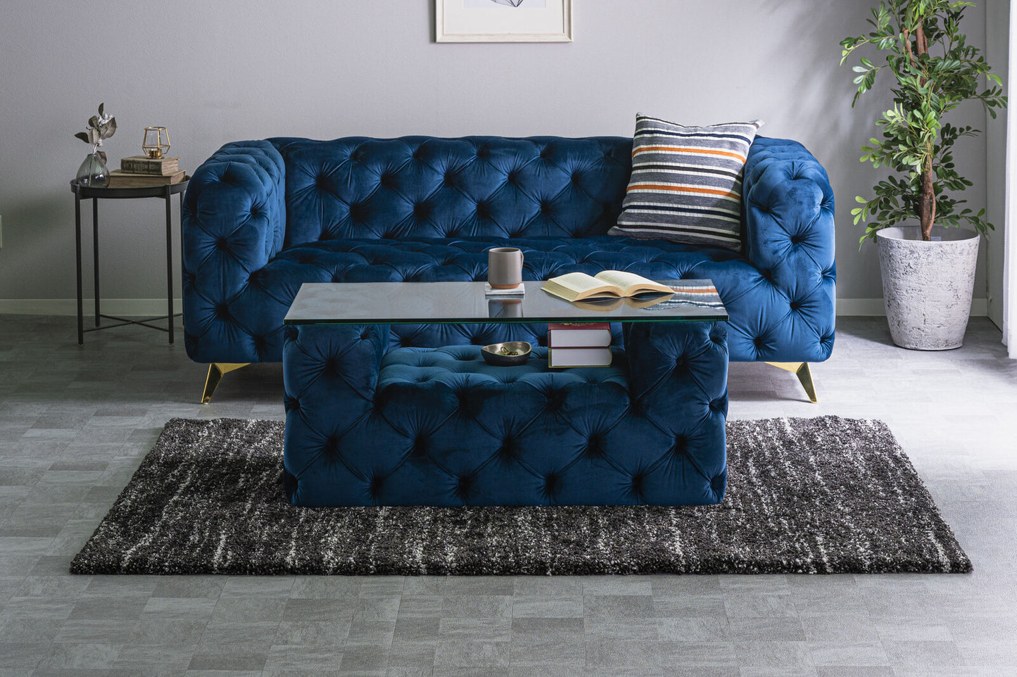 3人掛けソファ ブルー　