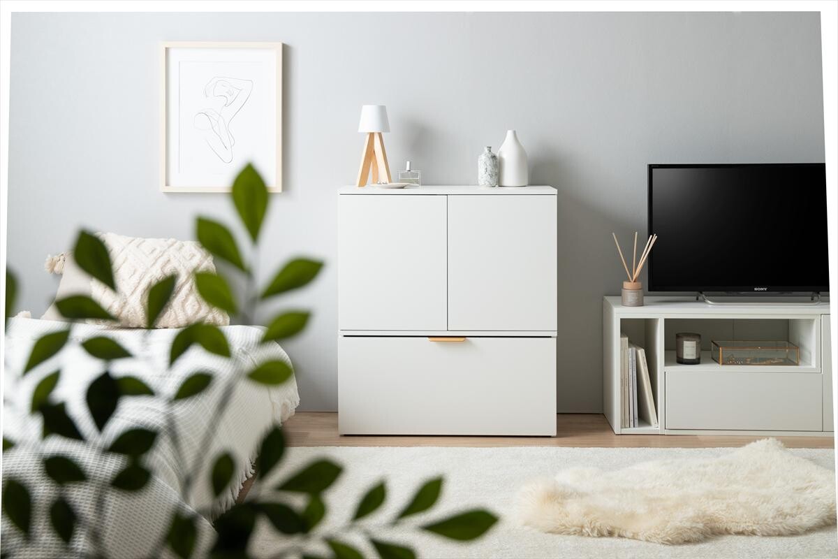 【幅70cm】Lekis 収納ワゴン付きキャビネット