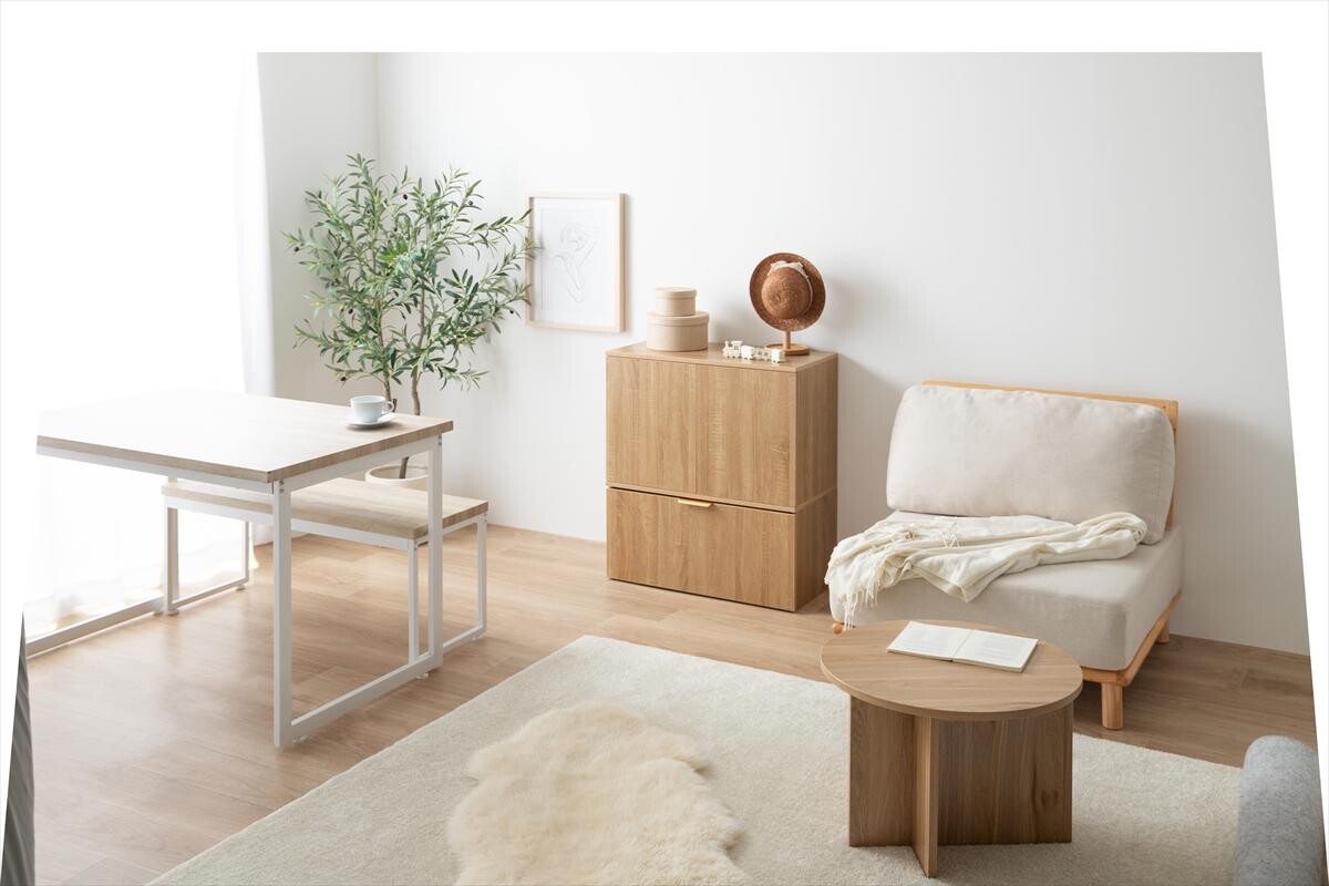 【幅70cm】Lekis 収納ワゴン付きキャビネット