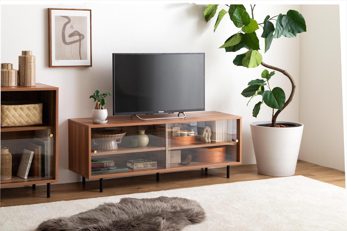 【幅120cm】Laura ガラス引き戸テレビ台