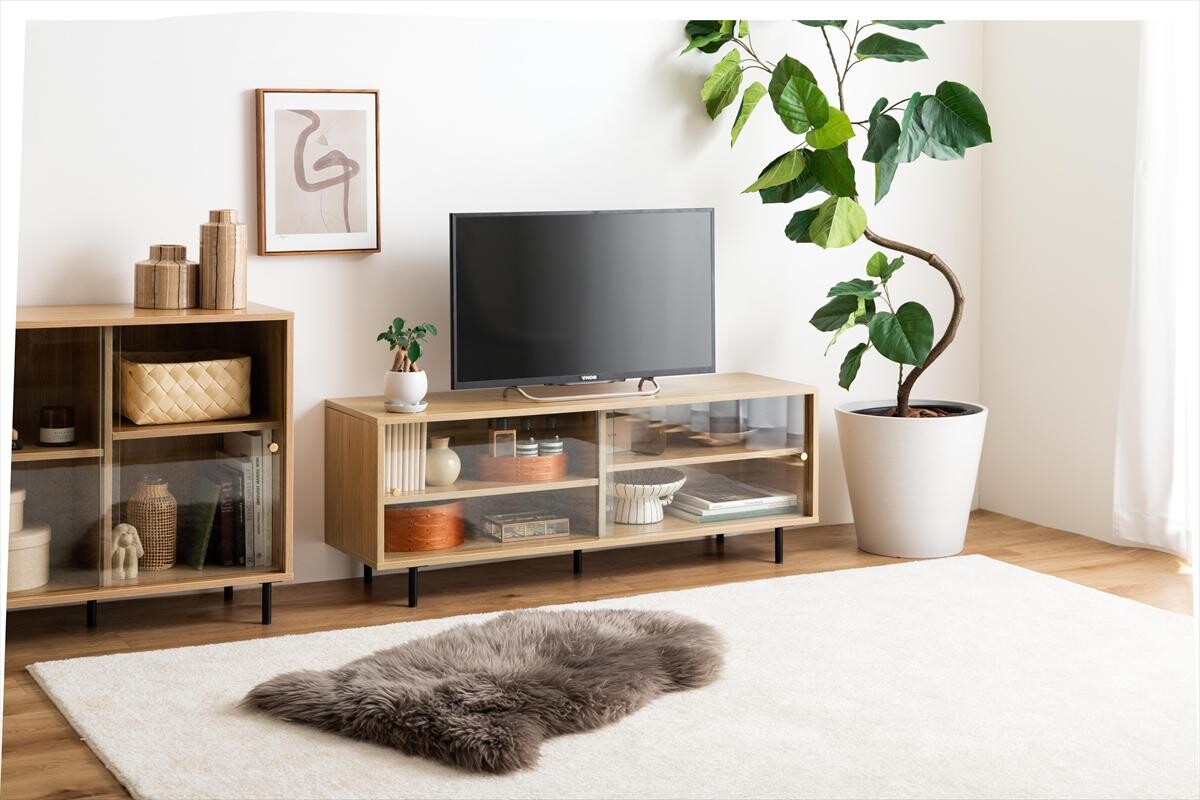 【幅120cm】Laura ガラス引き戸テレビ台